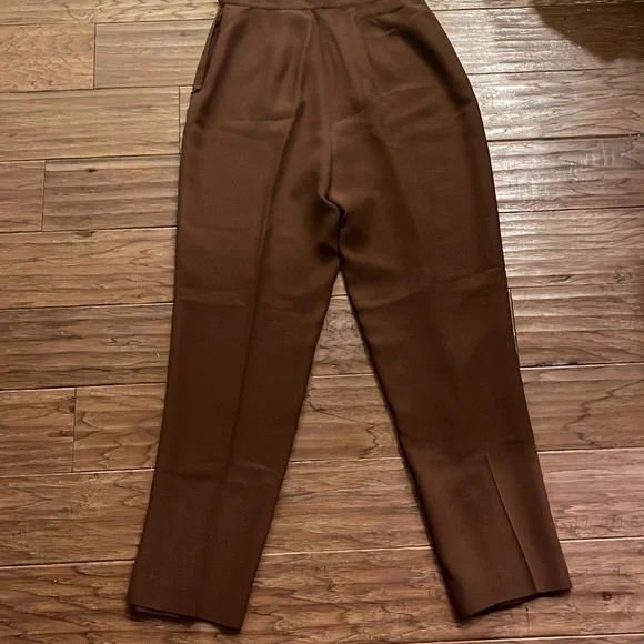 Vintage Ann Taylor 6 High-Rise Brown Silk Tailored Women’s Pants - Picture 7 of 7